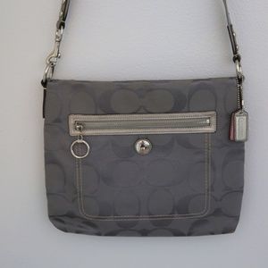 Grey Coach Canvas Cross Body Bag